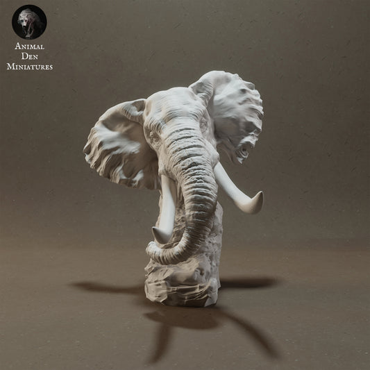 African Bush Elephant Bust - Animal Den Miniatures