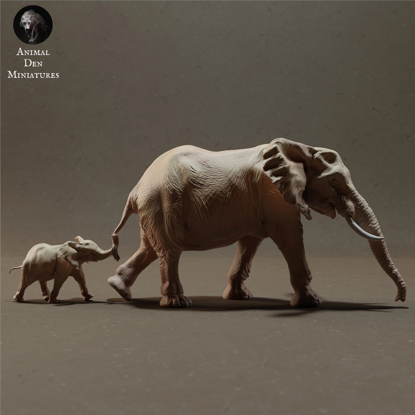 African Bush Elephant Cow and Calf - Animal Den Miniatures