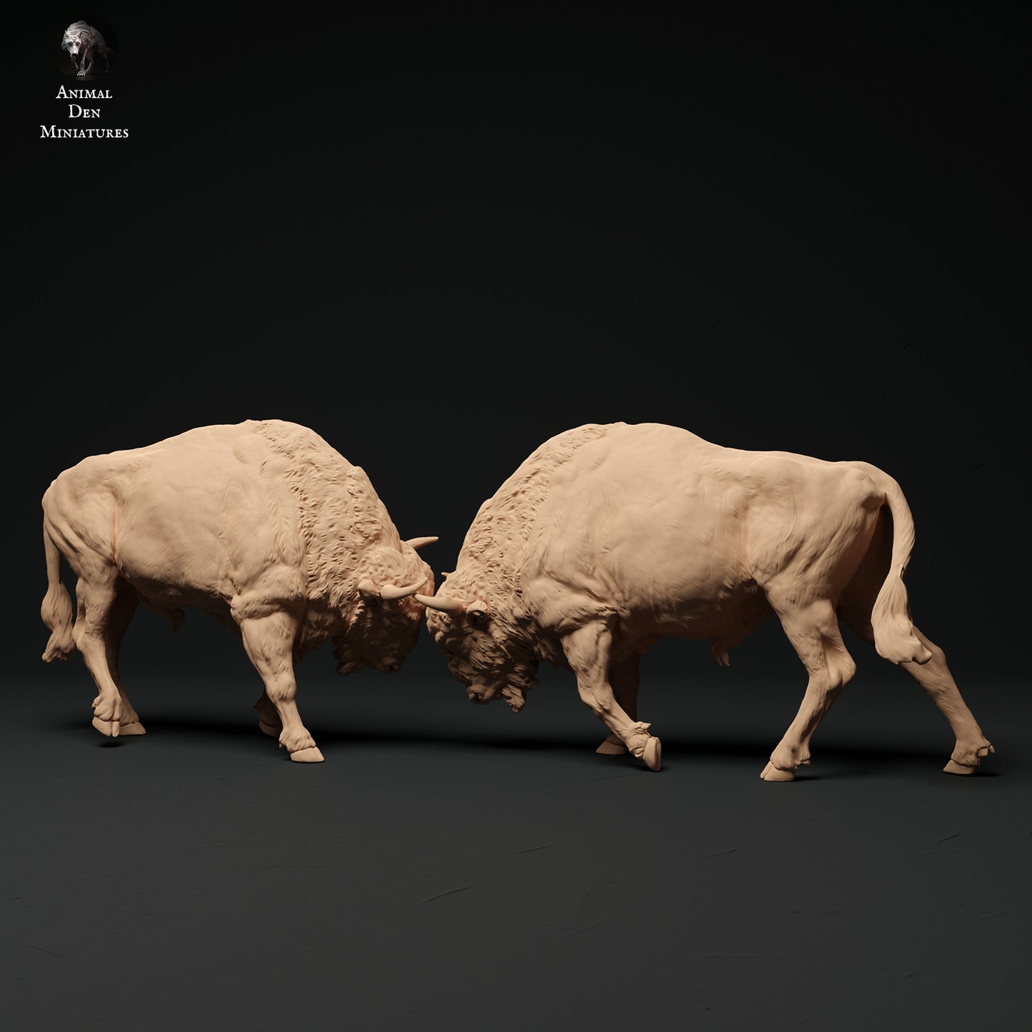 European Bison Bulls Fight - Animal Den Miniatures