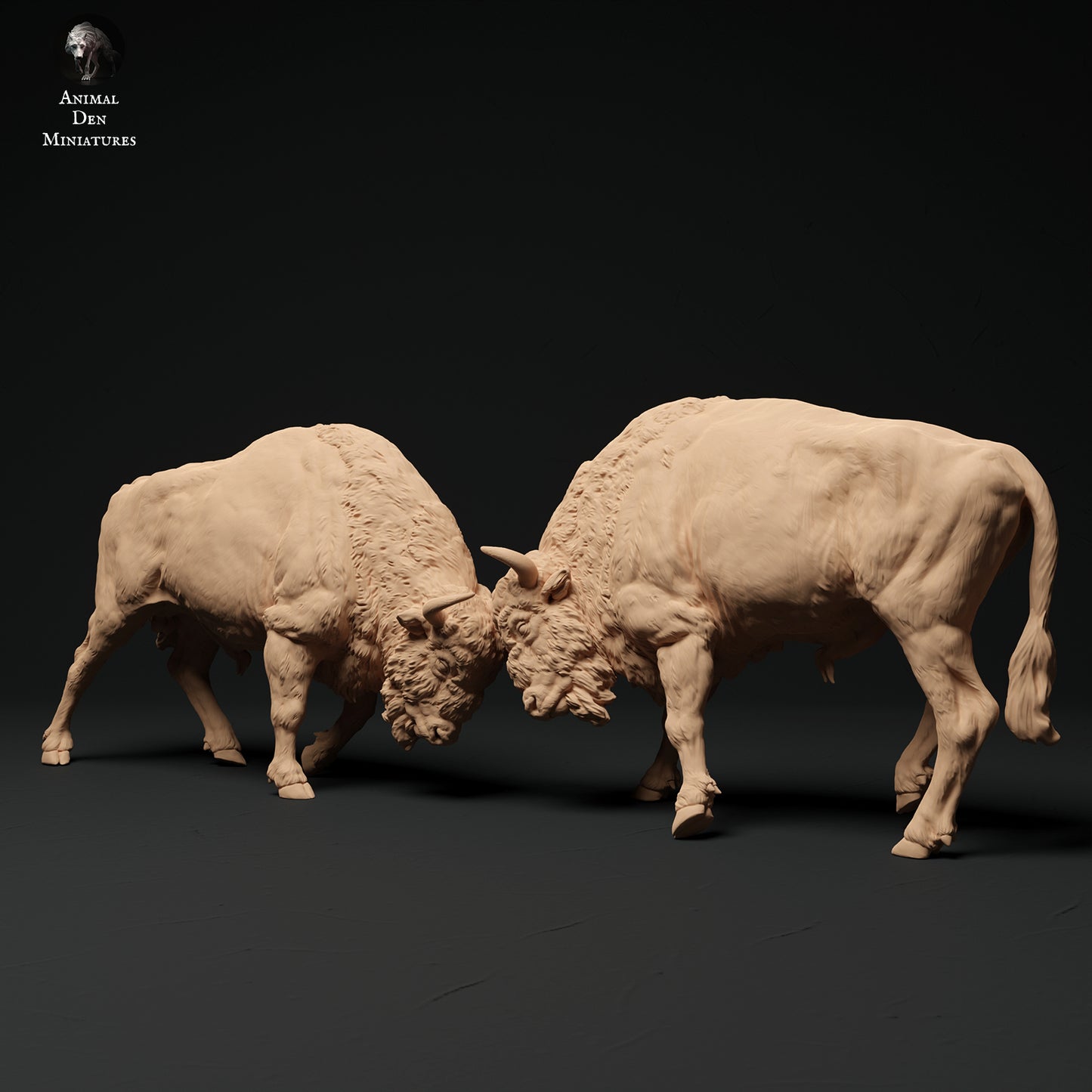 European Bison Bulls Fight - Animal Den Miniatures