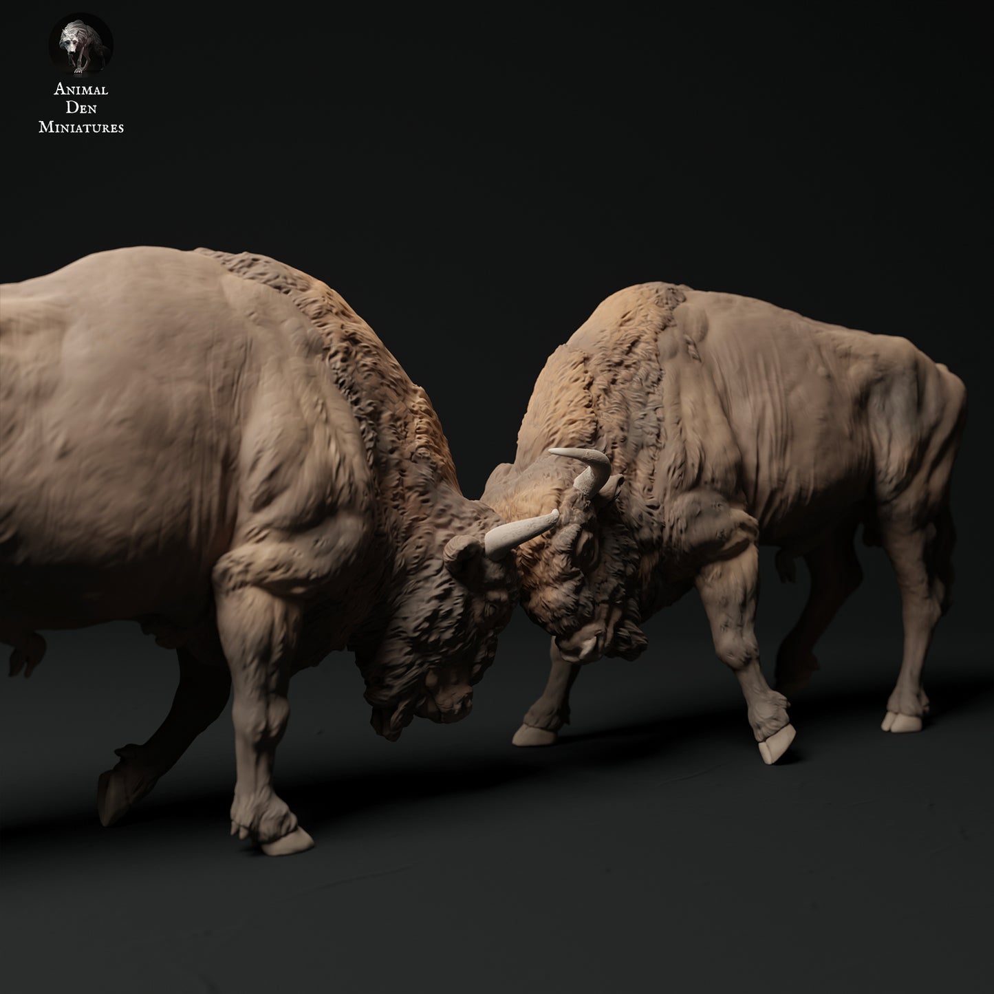 European Bison Bulls Fight - Animal Den Miniatures