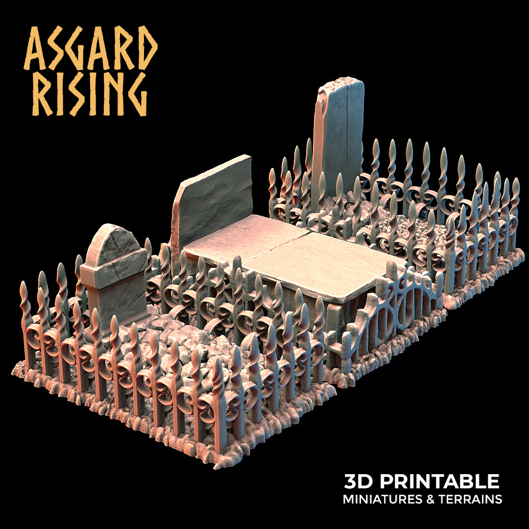 12x Cemetery Graves (with fence) - Asgard Rising