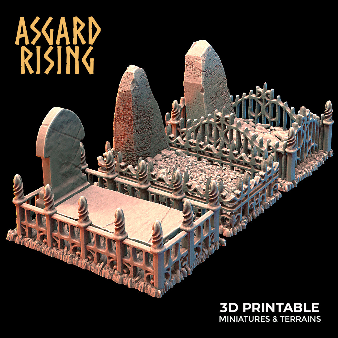 12x Cemetery Graves (with fence) - Asgard Rising