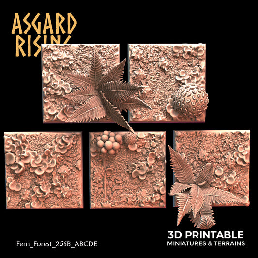 Fern Forest - 5x 25mm Square Base  - Asgard Rising