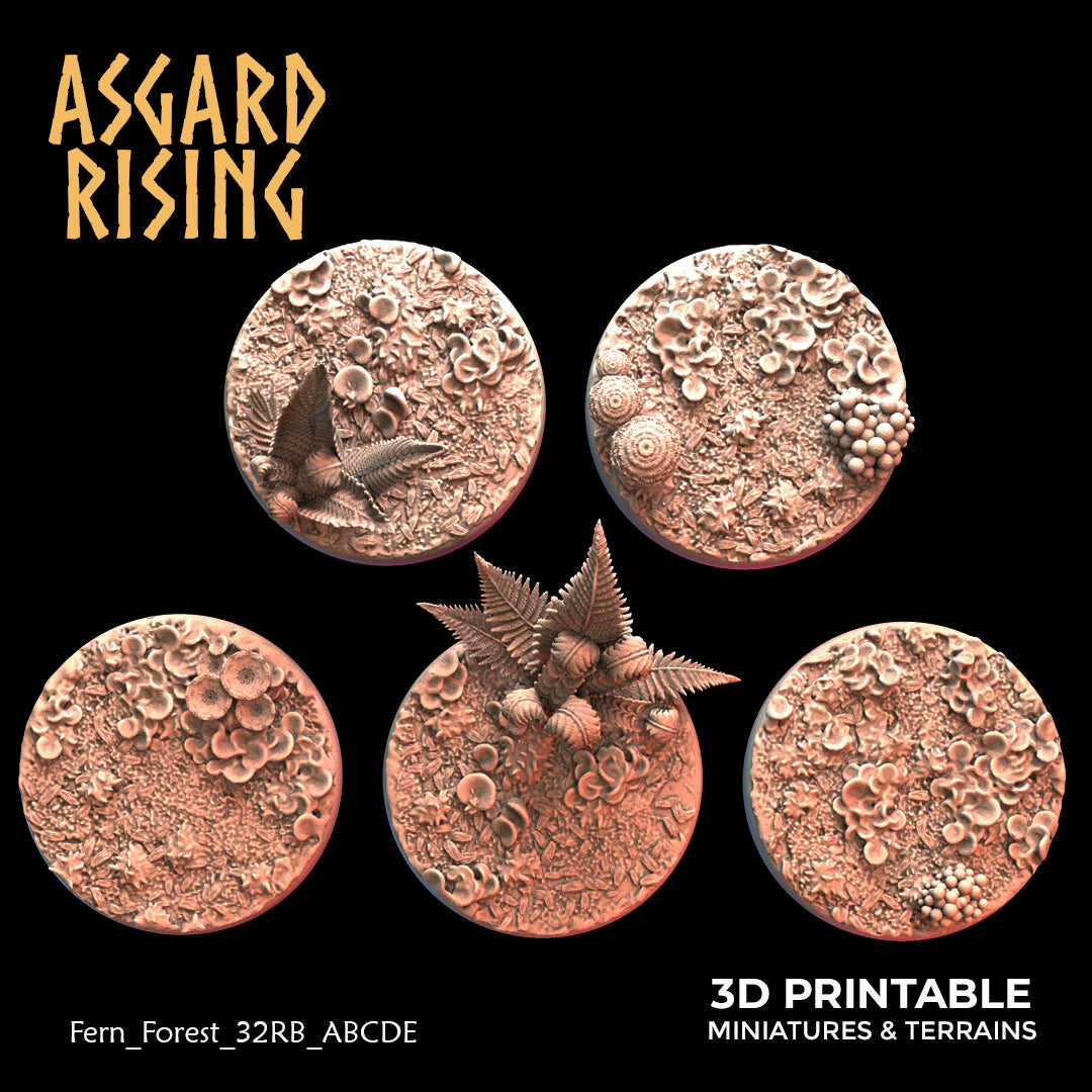 Fern Forest - 5x 32mm Round Base  - Asgard Rising