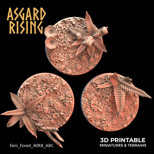 Fern Forest - 3x 40mm Round Base  - Asgard Rising