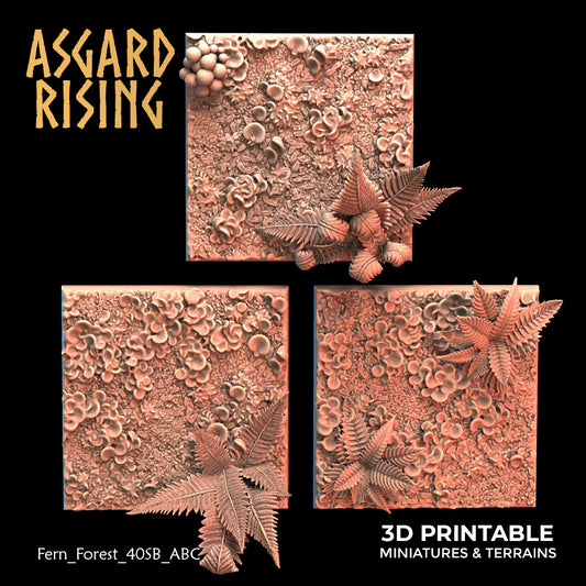 Fern Forest - 3x 40mm Square Base  - Asgard Rising