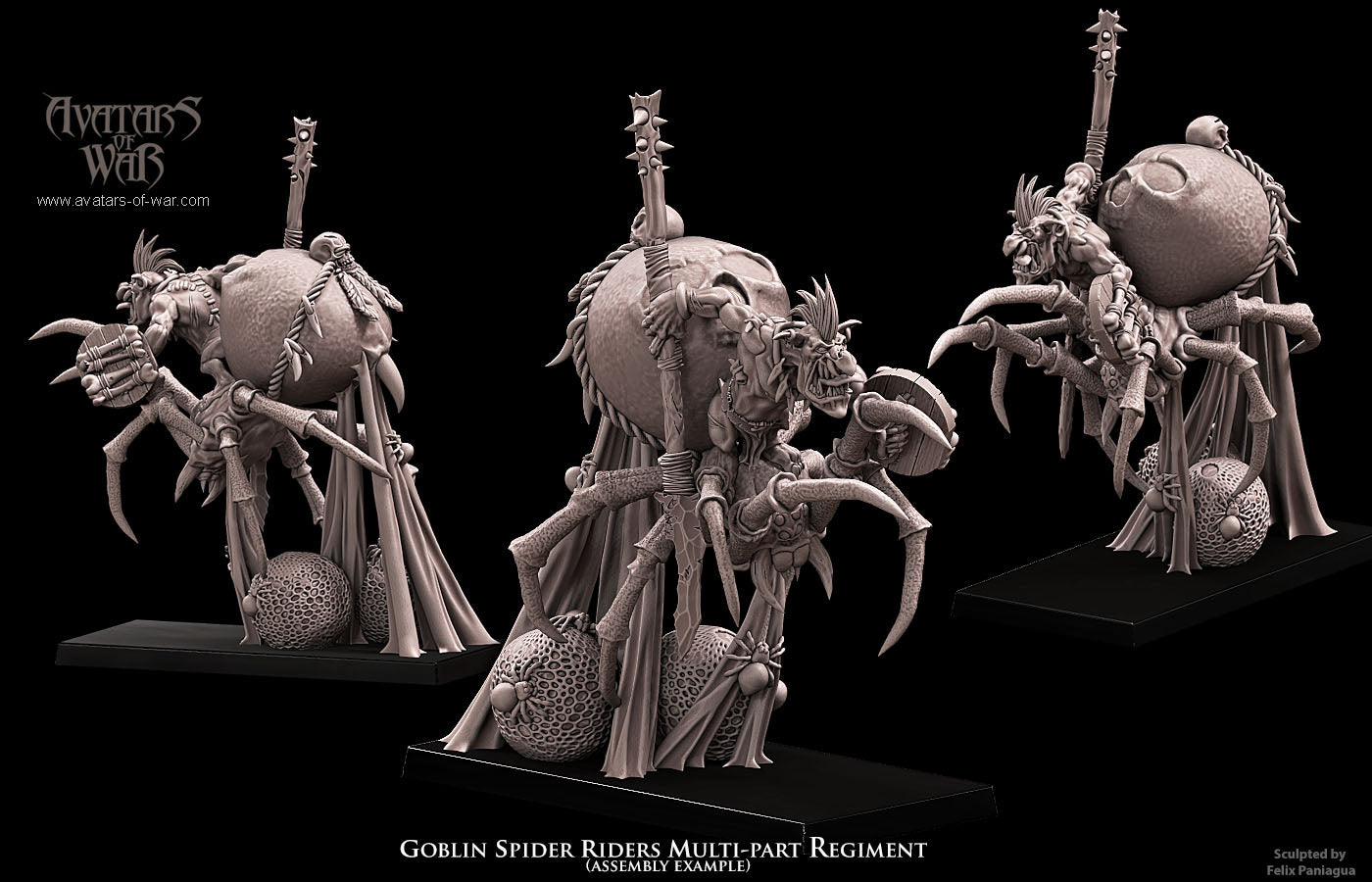 Goblin Spider riders (10 Models) multi-part regiment - Avatars of War