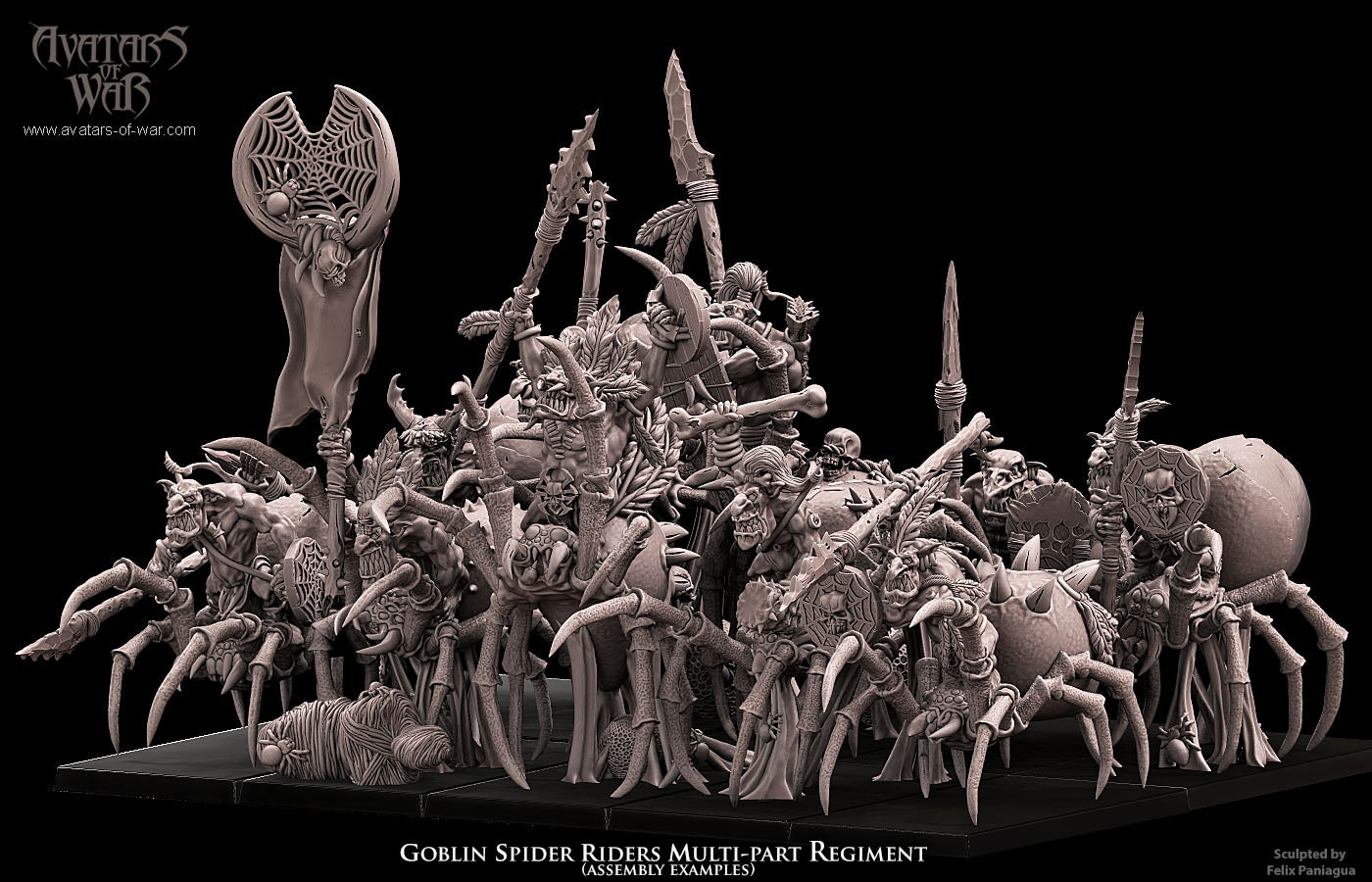 Goblin Spider riders (10 Models) multi-part regiment - Avatars of War