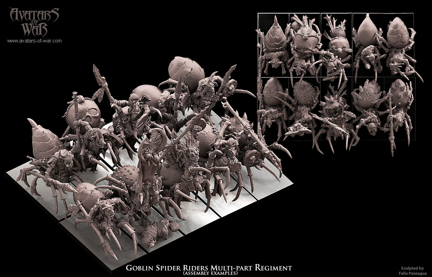 Goblin Spider riders (10 Models) multi-part regiment - Avatars of War