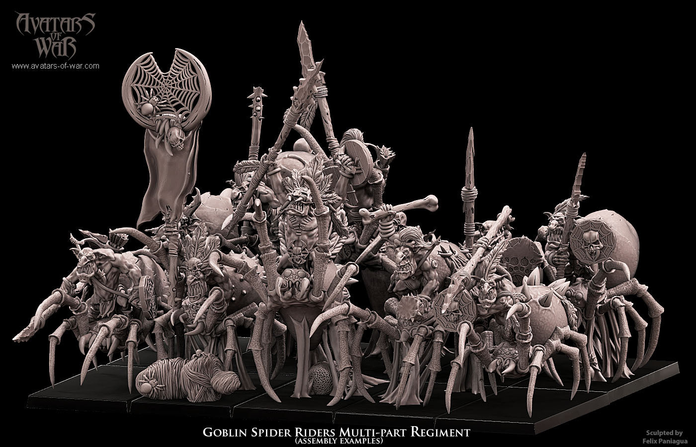 Goblin Spider riders (10 Models) multi-part regiment - Avatars of War