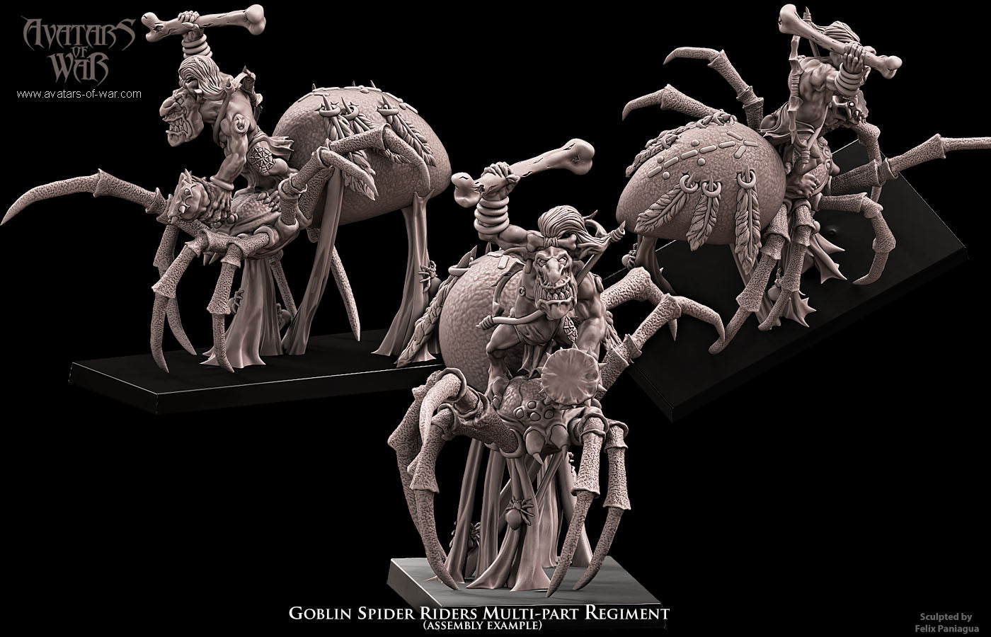 Goblin Spider riders (10 Models) multi-part regiment - Avatars of War