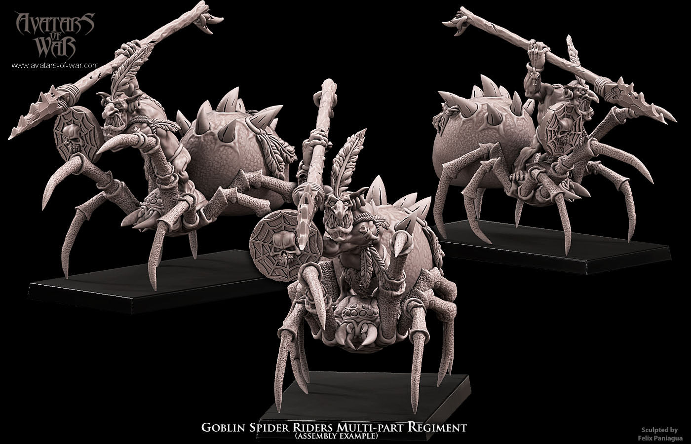 Goblin Spider riders (10 Models) multi-part regiment - Avatars of War