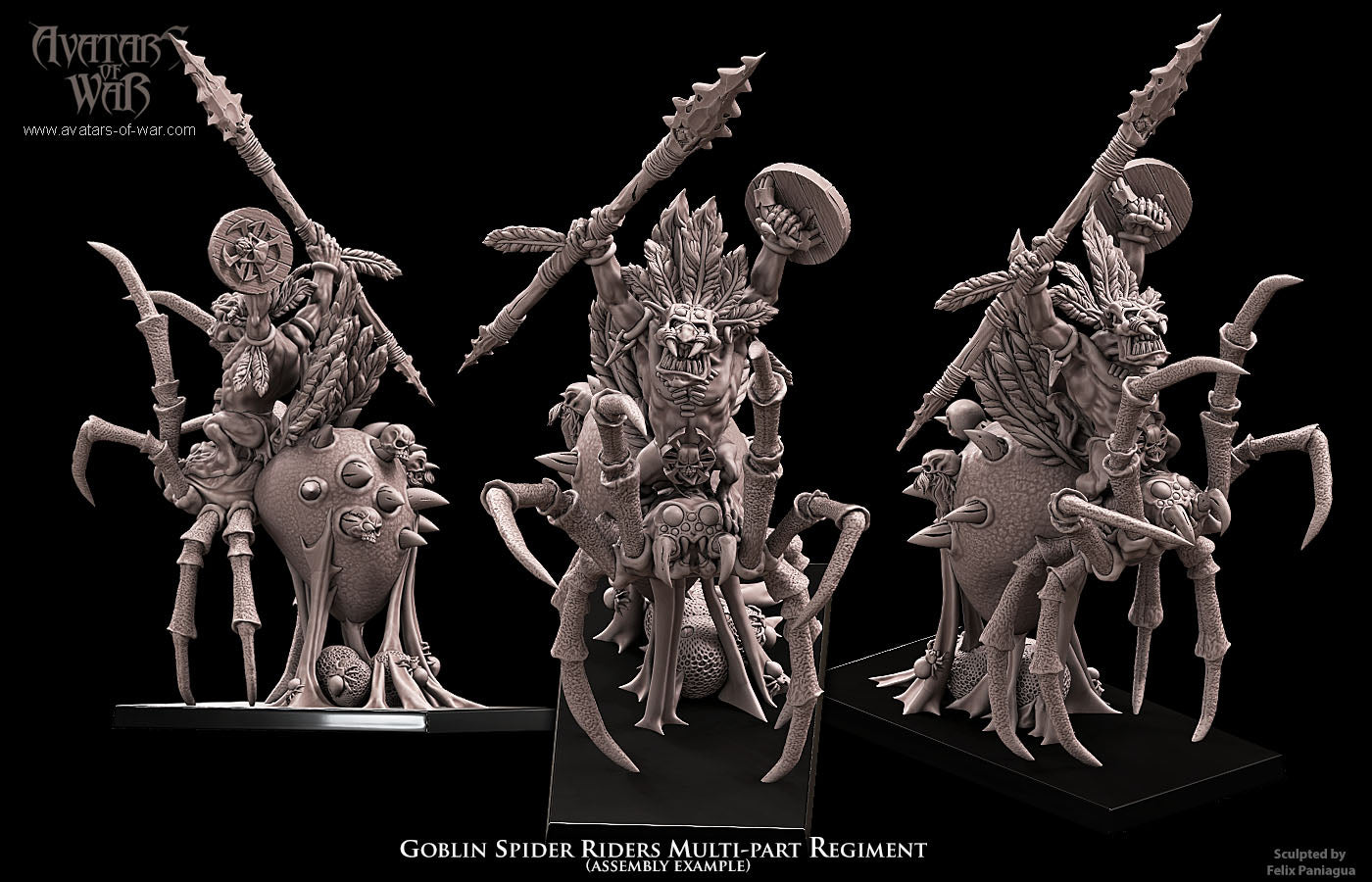 Goblin Spider riders (10 Models) multi-part regiment - Avatars of War