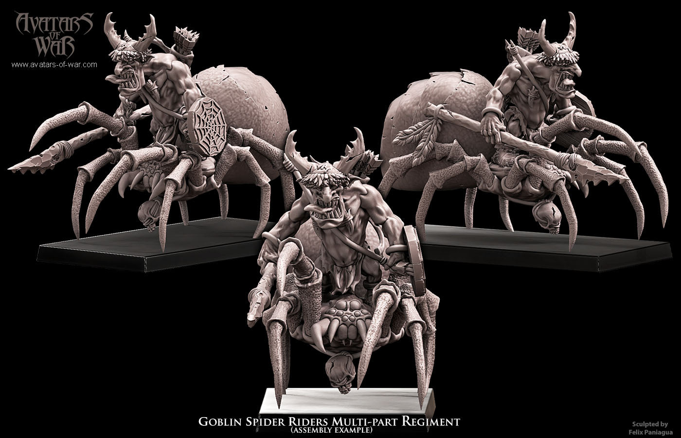 Goblin Spider riders (10 Models) multi-part regiment - Avatars of War