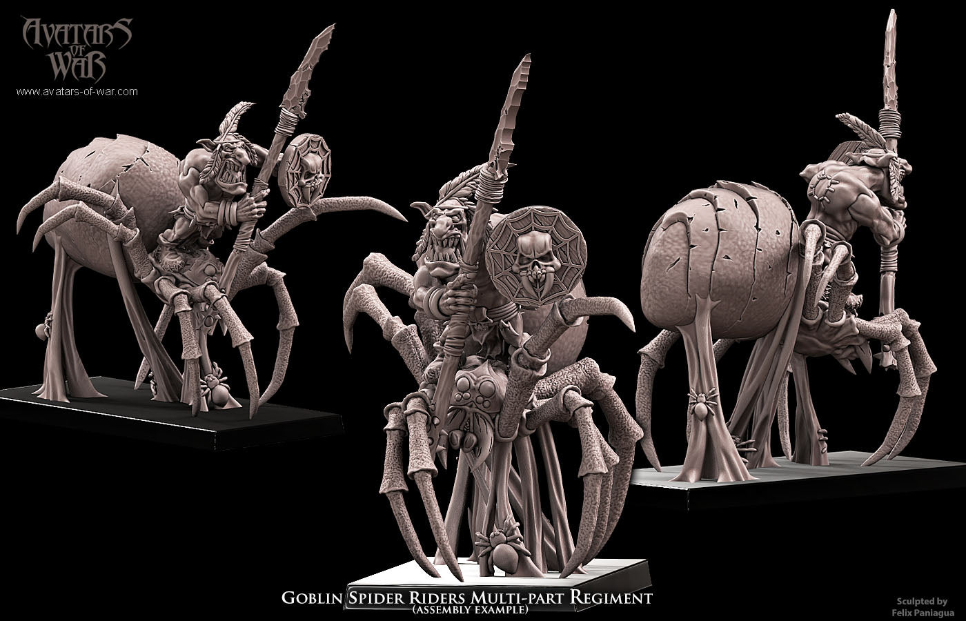 Goblin Spider riders (10 Models) multi-part regiment - Avatars of War