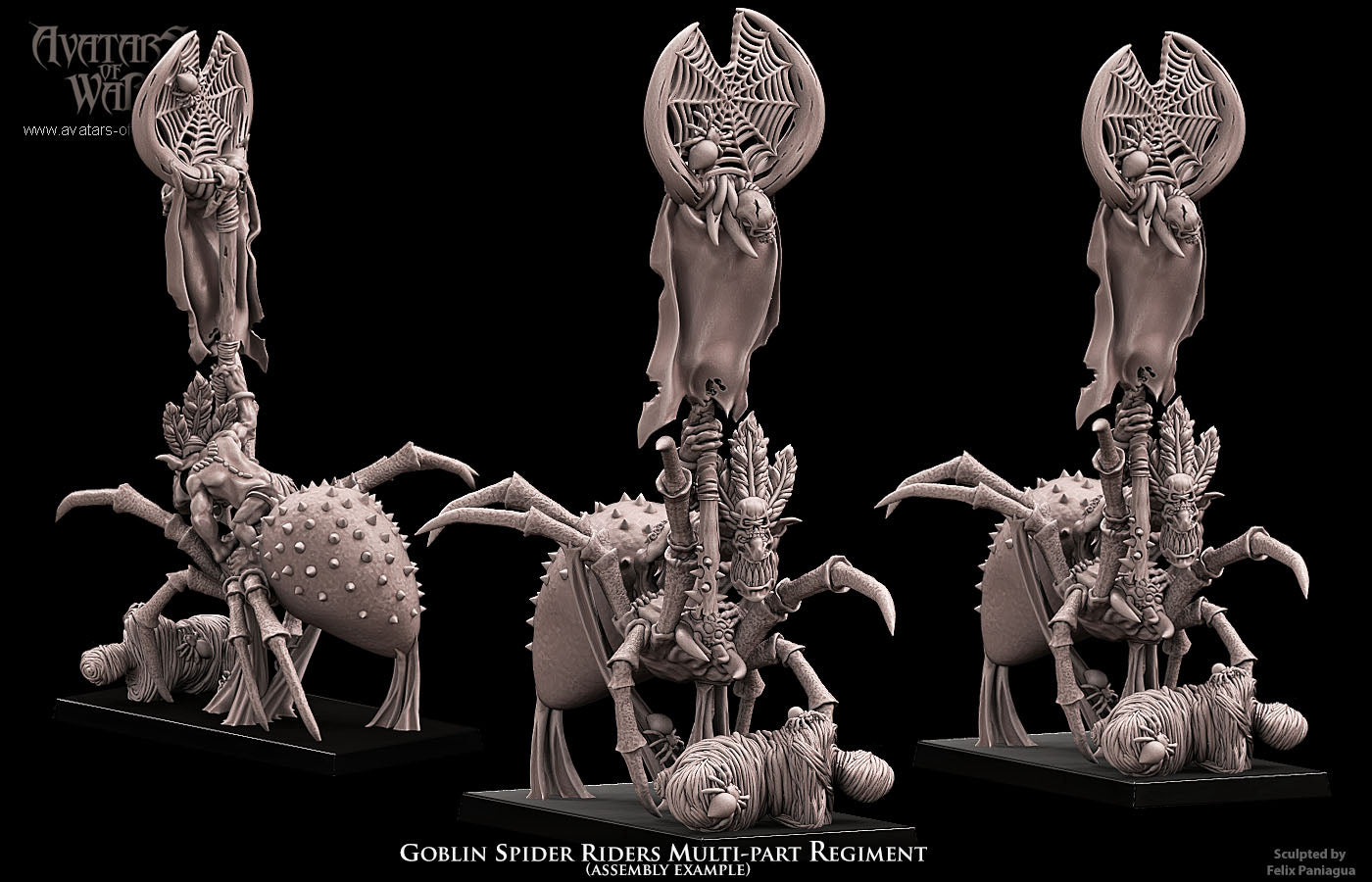 Goblin Spider riders (10 Models) multi-part regiment - Avatars of War