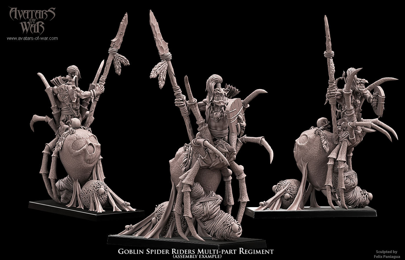 Goblin Spider riders (10 Models) multi-part regiment - Avatars of War