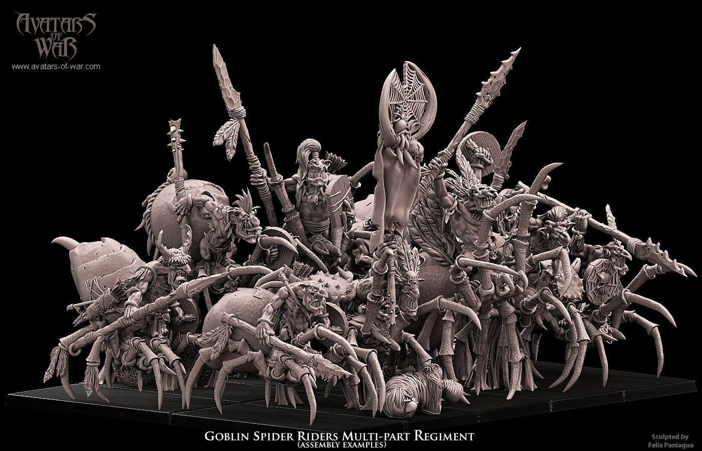 Goblin Spider riders (10 Models) multi-part regiment - Avatars of War