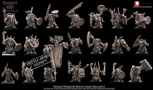 Goblin Warriors Battle-Ready regiment (20 Goblins) - Avatars of War