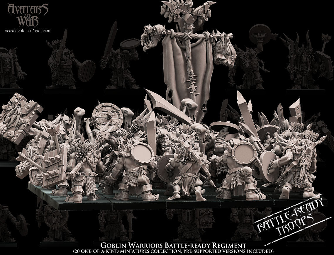 Goblin Warriors Battle-Ready regiment (20 Goblins) - Avatars of War