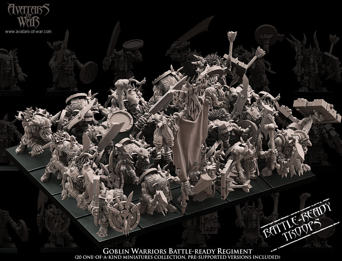 Goblin Warriors Battle-Ready regiment (20 Goblins) - Avatars of War