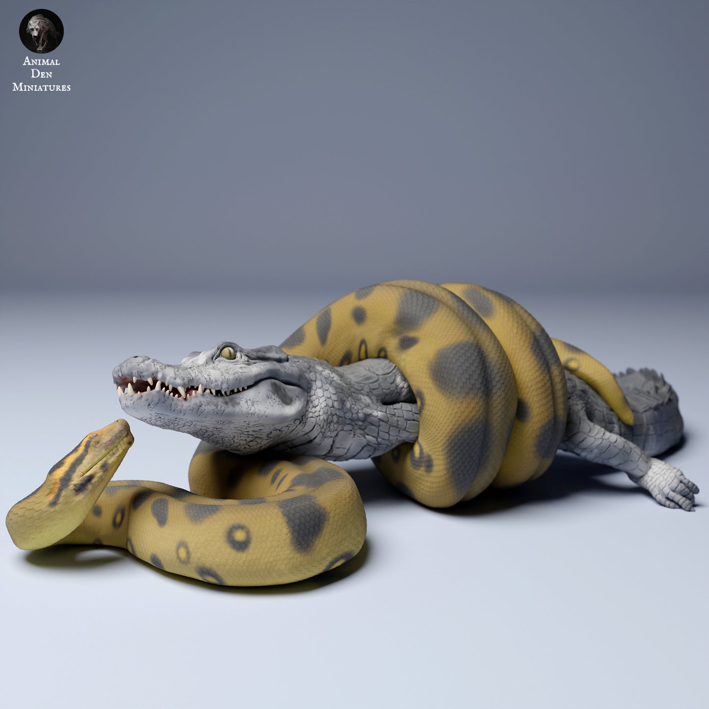 Green Anaconda (Eunectes murinus) vs Black Caiman - Animal Den Miniatures