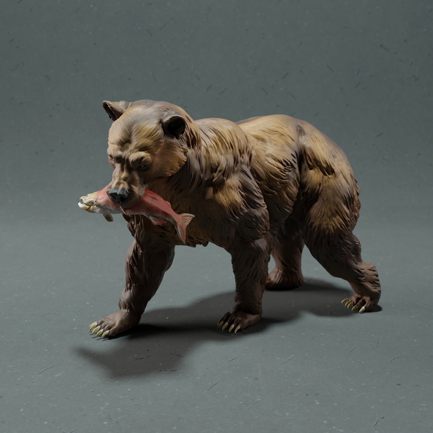 Grizzly Bear - Salmon - Animal Den Miniatures