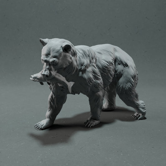 Grizzly Bear - Salmon - Animal Den Miniatures