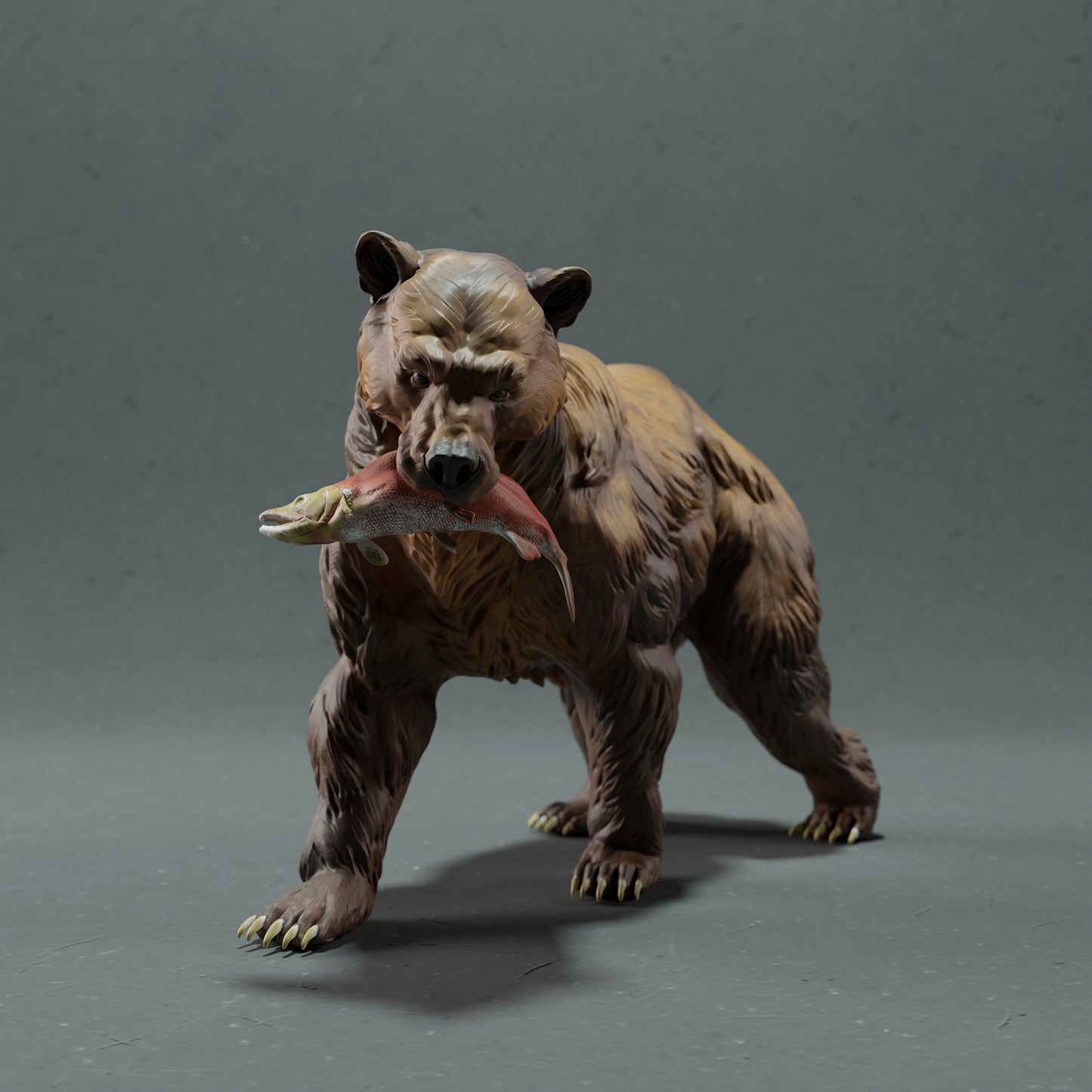 Grizzly Bear - Salmon - Animal Den Miniatures