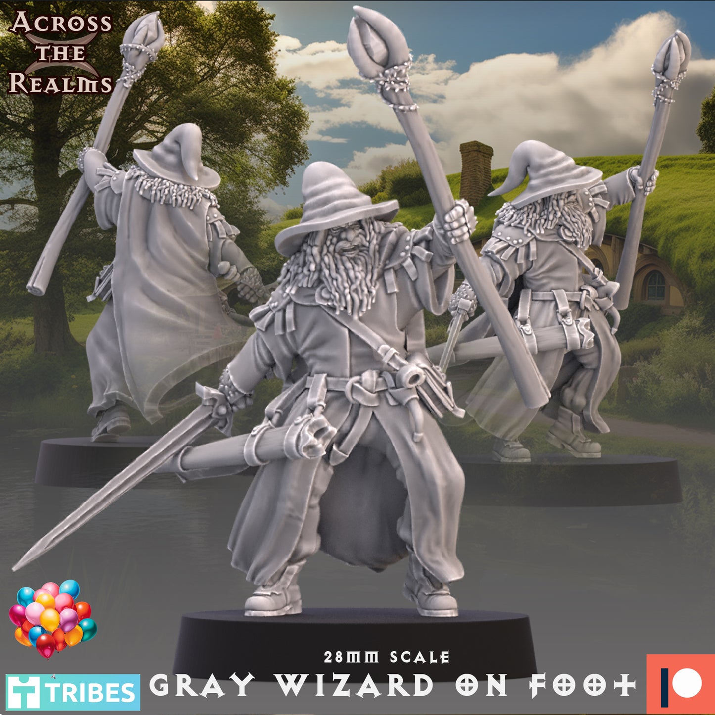 Grey Wizard on Foot, Mounted and Cart - Across the Realms