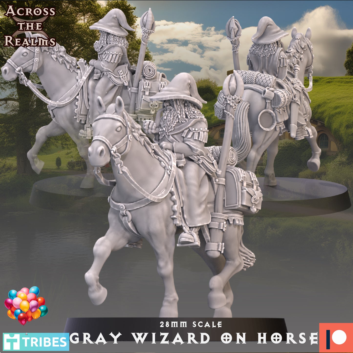 Grey Wizard on Foot, Mounted and Cart - Across the Realms