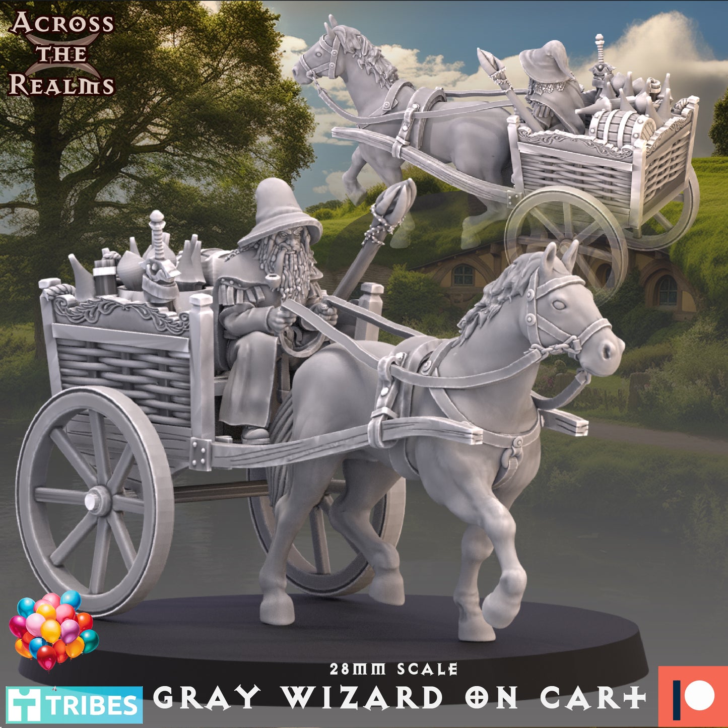 Grey Wizard on Foot, Mounted and Cart - Across the Realms