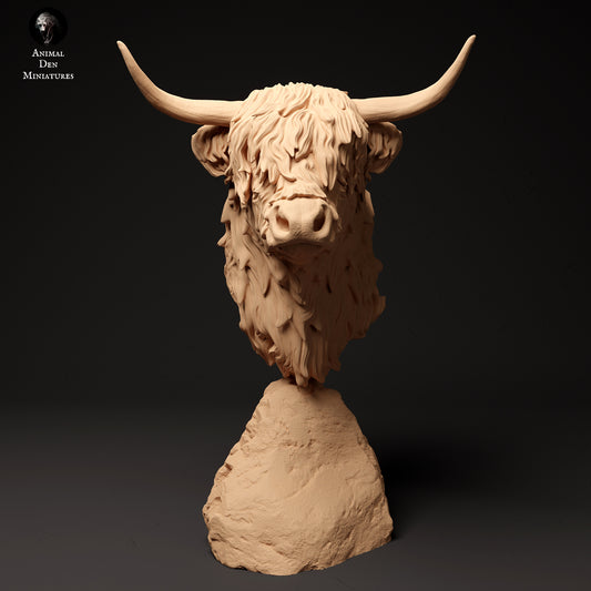 Highland Cow Bust - Animal Den Miniatures