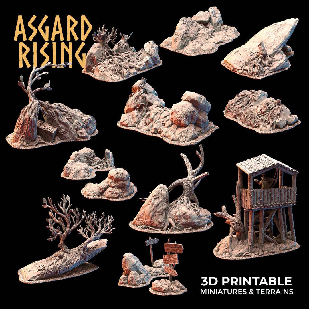 Highland Trail Scatter Scenery with Watchtower - Asgard Rising