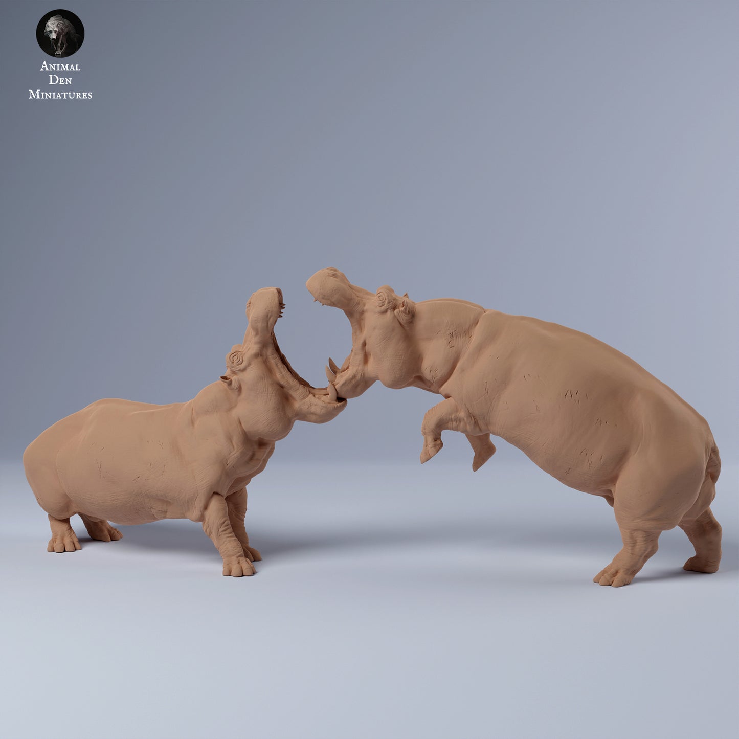 Hippos Fighting - Animal Den Miniatures