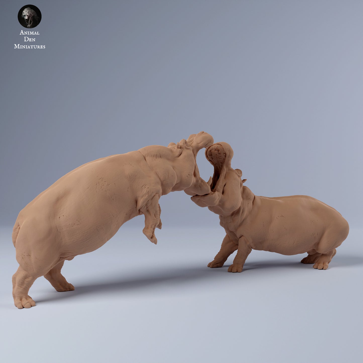 Hippos Fighting - Animal Den Miniatures