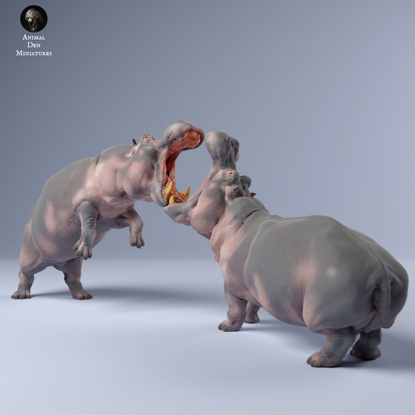 Hippos Fighting - Animal Den Miniatures