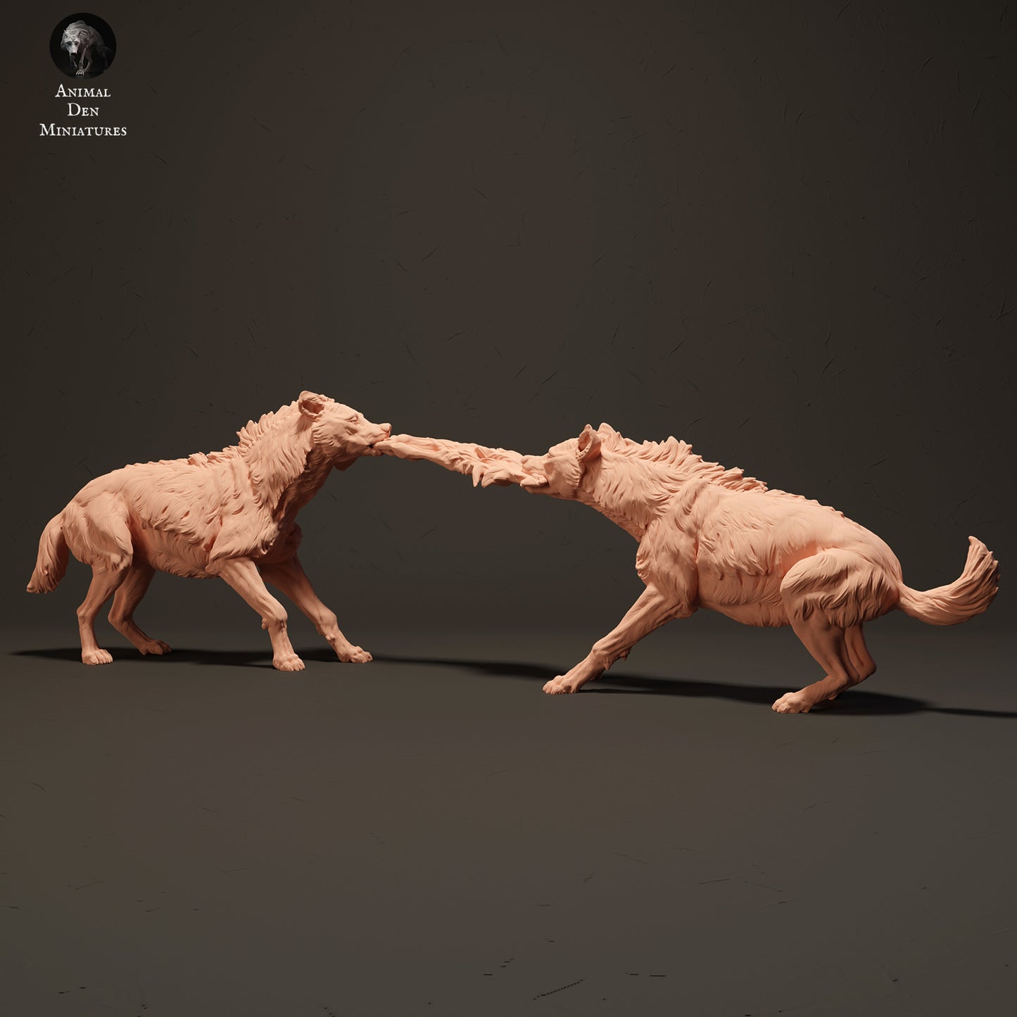 Spotted Hyenas Fighting Over Food - Animal Den Miniatures