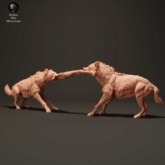 Spotted Hyenas Fighting Over Food - Animal Den Miniatures