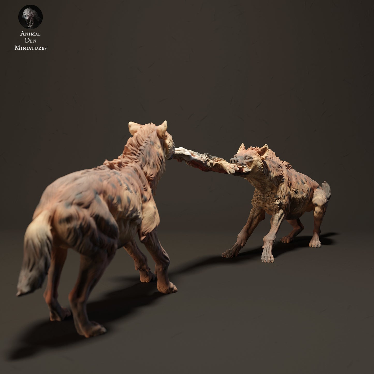 Spotted Hyenas Fighting Over Food - Animal Den Miniatures