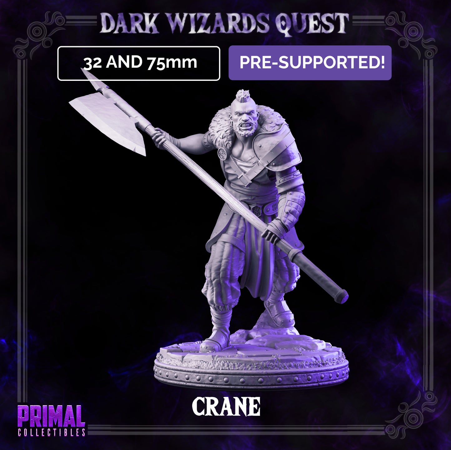 Halberdier/ Mercenary /Man- at- arms - Crane - DARK WIZARDS - MASTERS OF DUNGEONS QUEST - Primal Collectibles