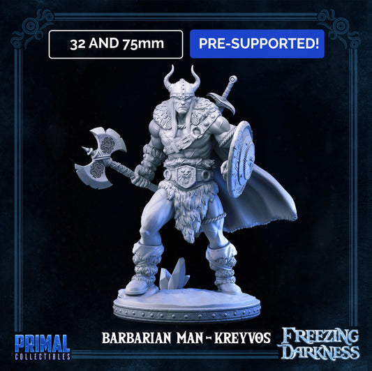 Barbarian - Kreyvos - FREEZING DARKNESS - MASTERS OF DUNGEONS QUEST - Primal Collectibles