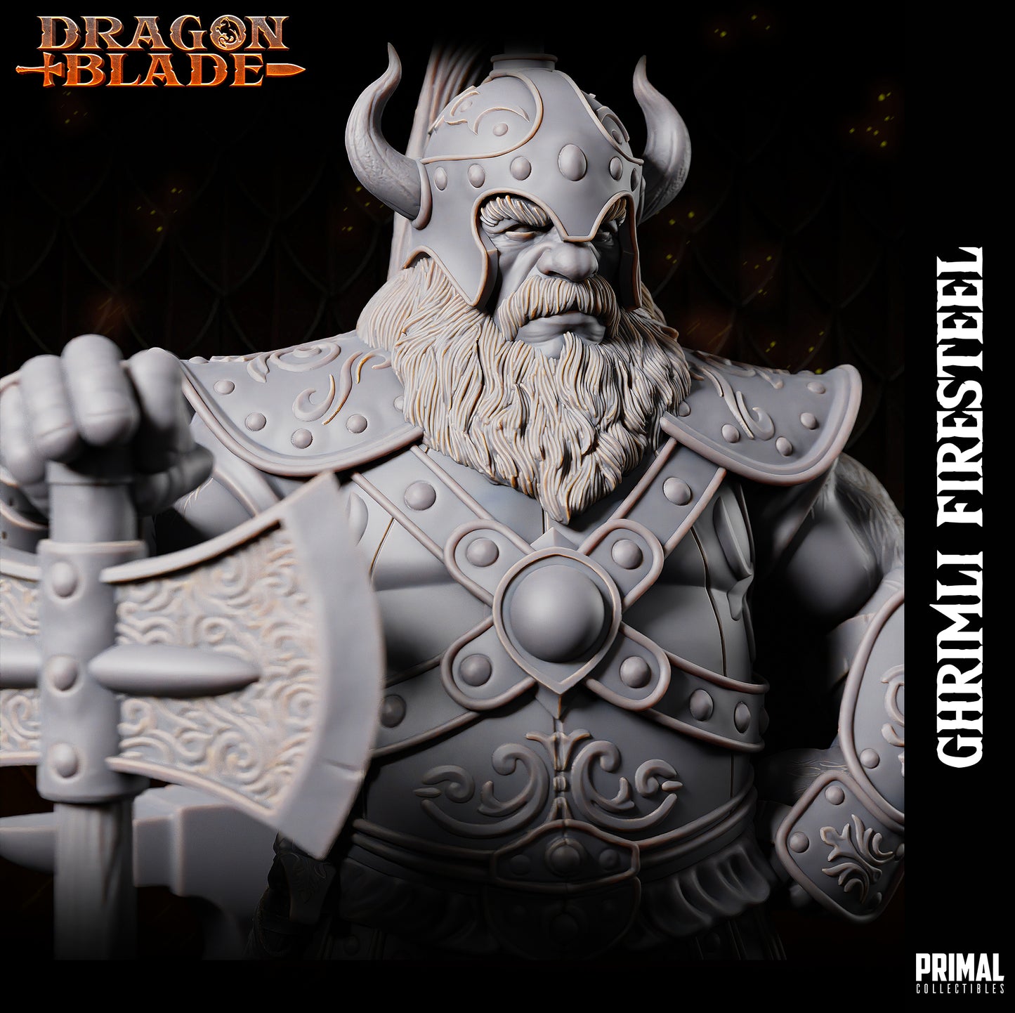 Dwarf - Ghrimli Firesteel - July 2023 - DRAGONBLADE-  MASTERS OF DUNGEONS QUEST - Primal Collectibles