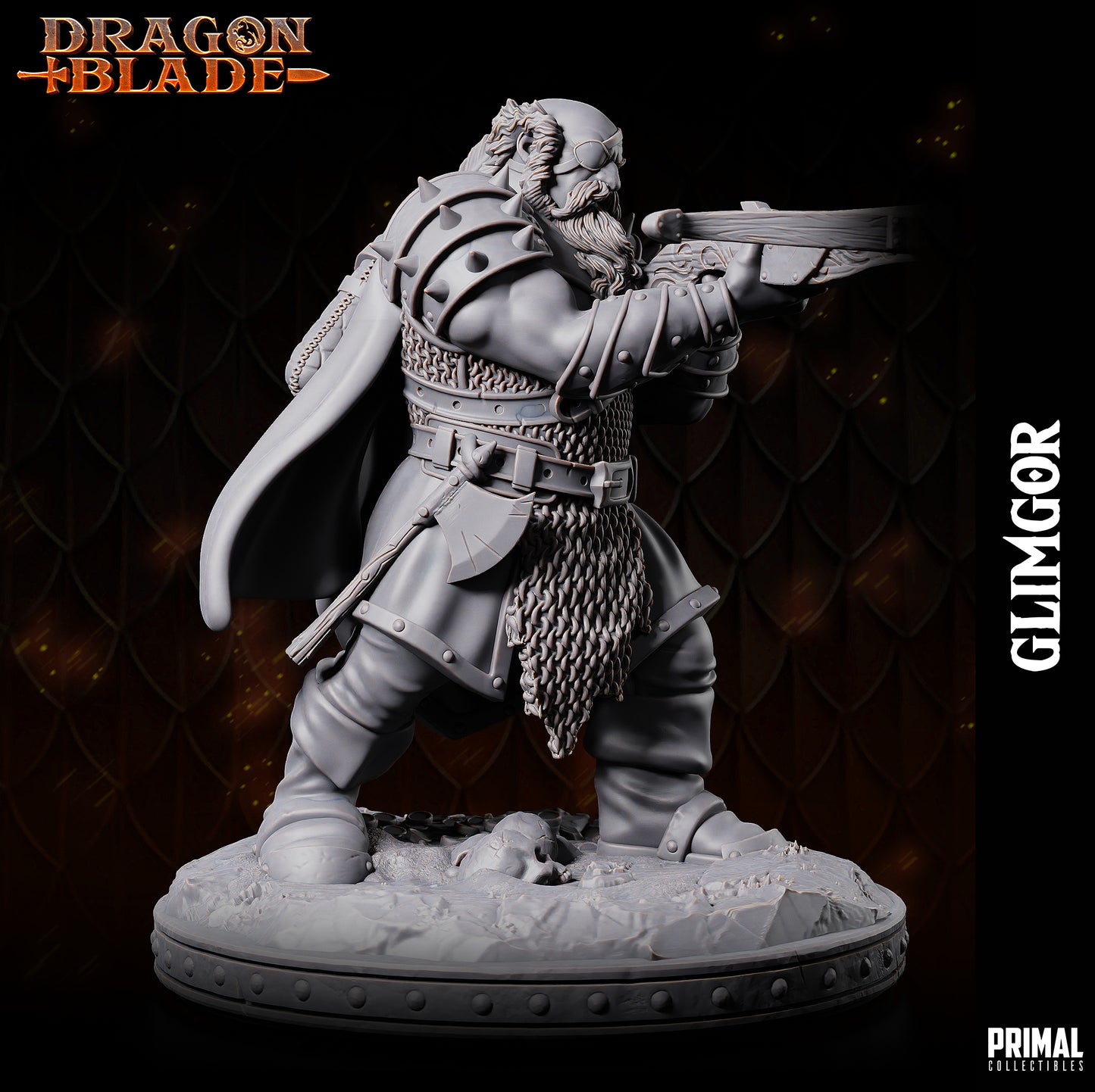 Evil dwarf - Glimgor - July 2023 - DRAGONBLADE-  MASTERS OF DUNGEONS QUEST - Primal Collectibles