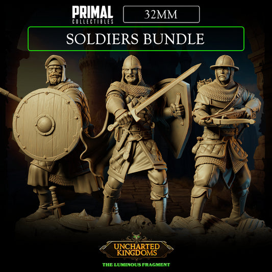 3 miniatures - 32mm - Soldiers Bundle - Uncharted Kingdoms