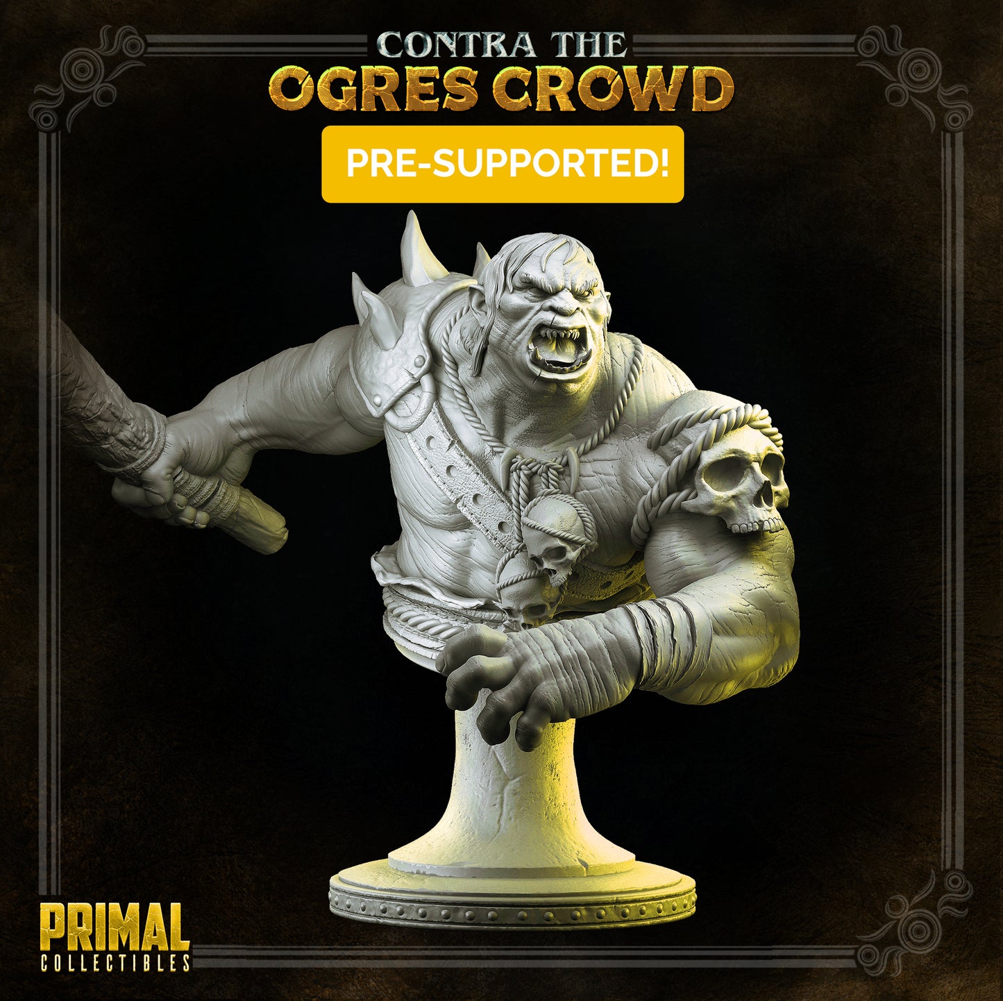 Ogre warrior - Grozrog - Bust - CONTRA THE OGRES CROWD - MASTERS OF DUNGEONS QUEST - Primal Collectibles