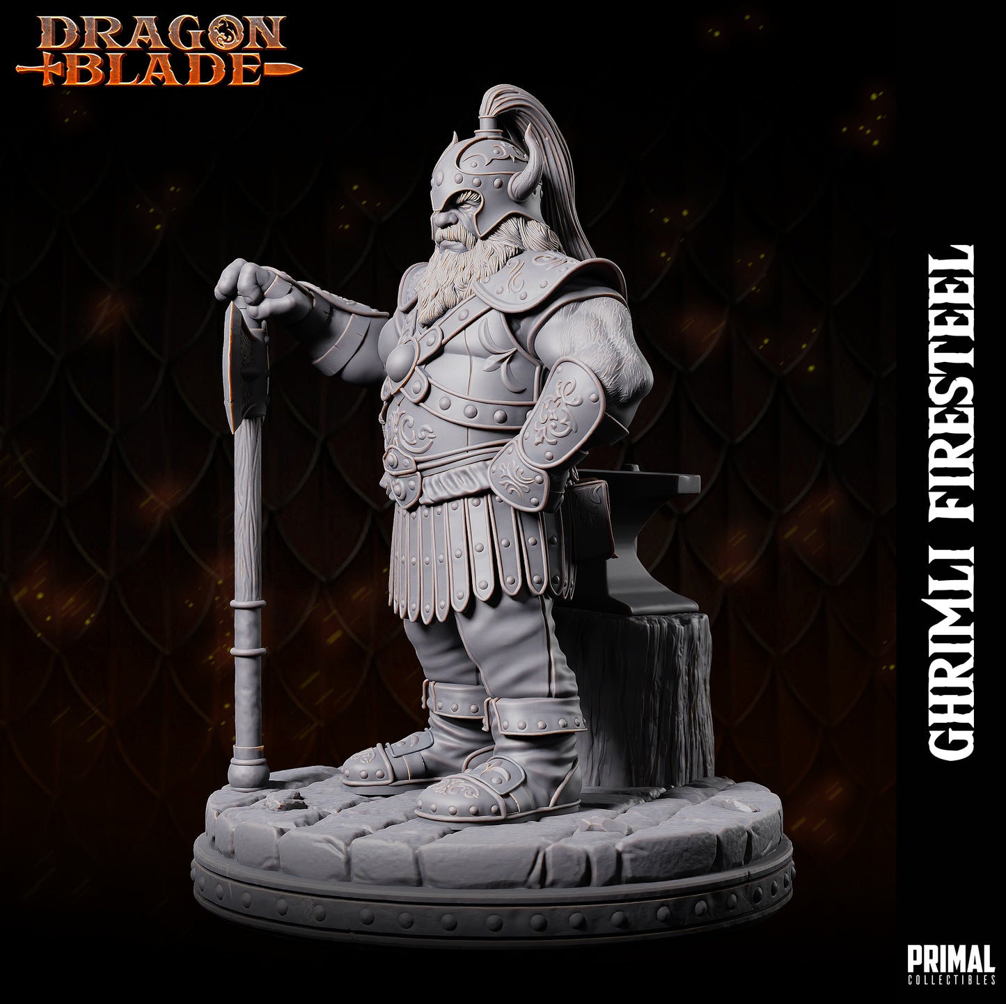 Dwarf - Ghrimli Firesteel - July 2023 - DRAGONBLADE-  MASTERS OF DUNGEONS QUEST - Primal Collectibles