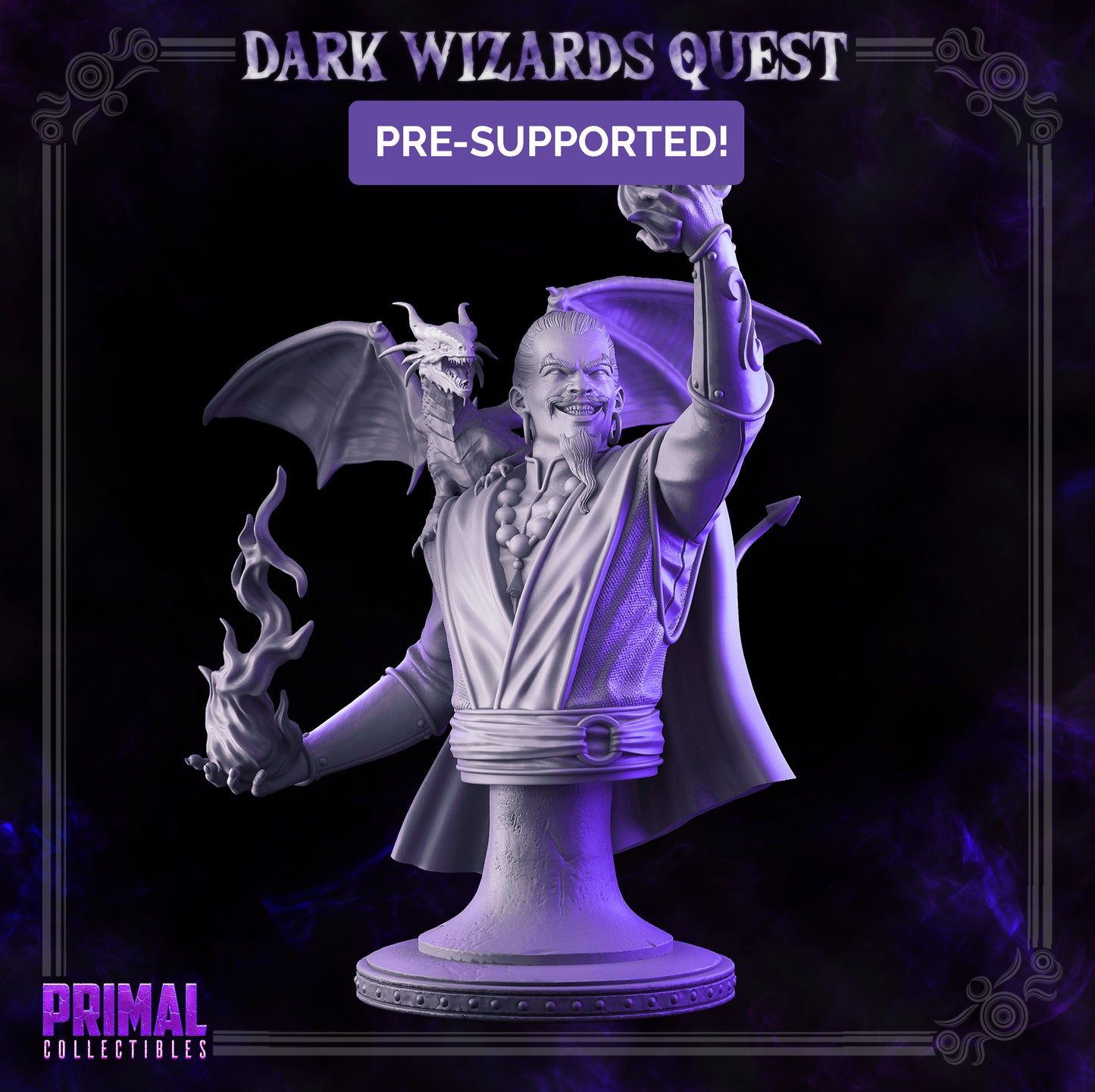 Fire Mage - Drago Zhurong -  Bust - DARK WIZARDS - MASTERS OF DUNGEONS QUEST - Primal Collectibles