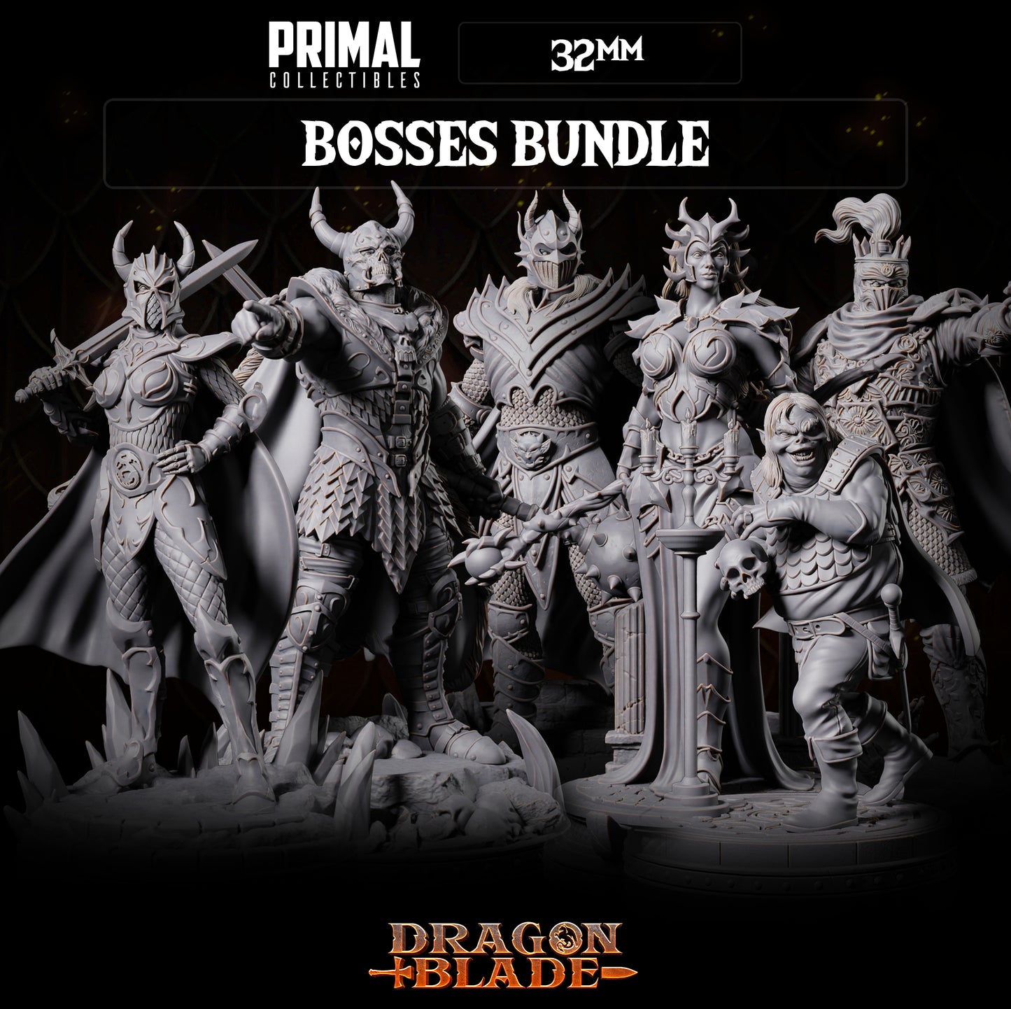 6 miniatures - 32mm - Classic RPG bosses bundle - DRAGONBLADE